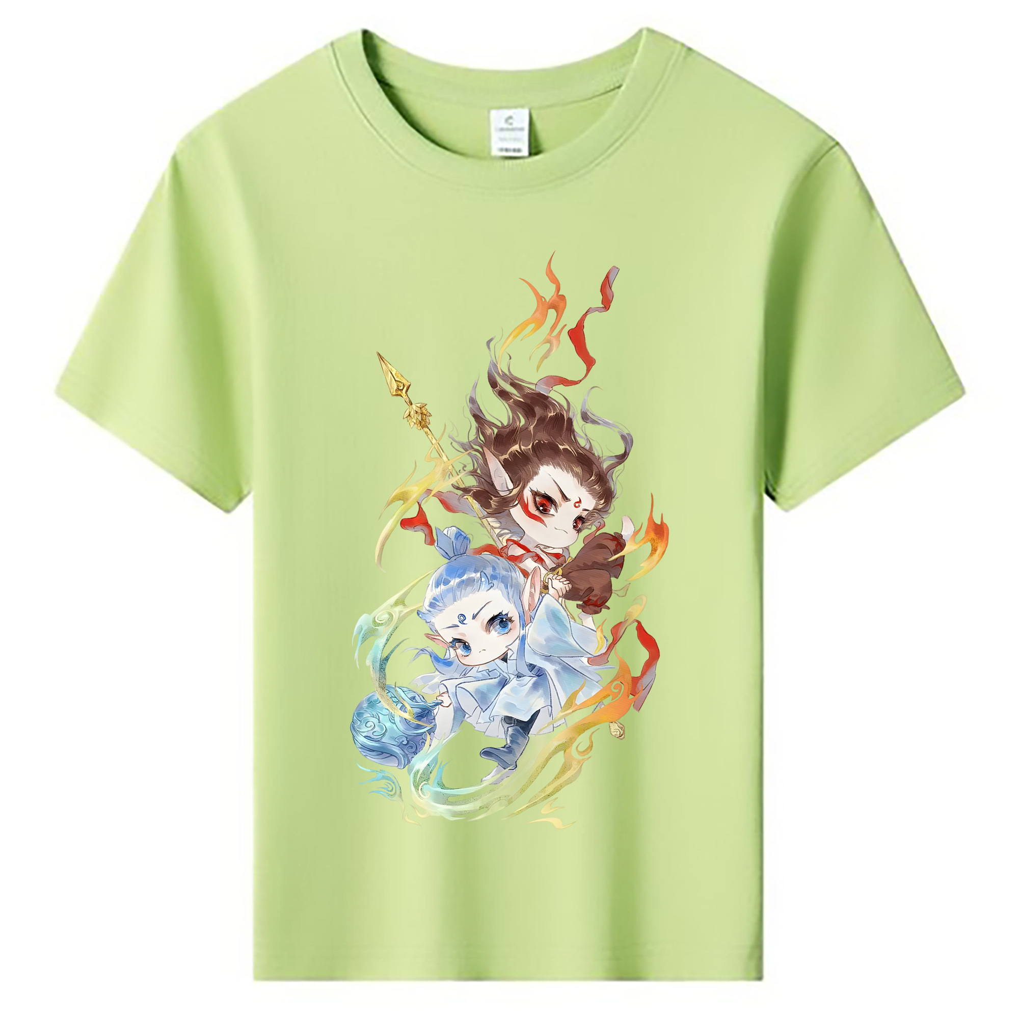 （画像用） Ne Zha 2 ナタ 魔童の大暴れ 綿100％キッズTシャツ（フロントプリント）